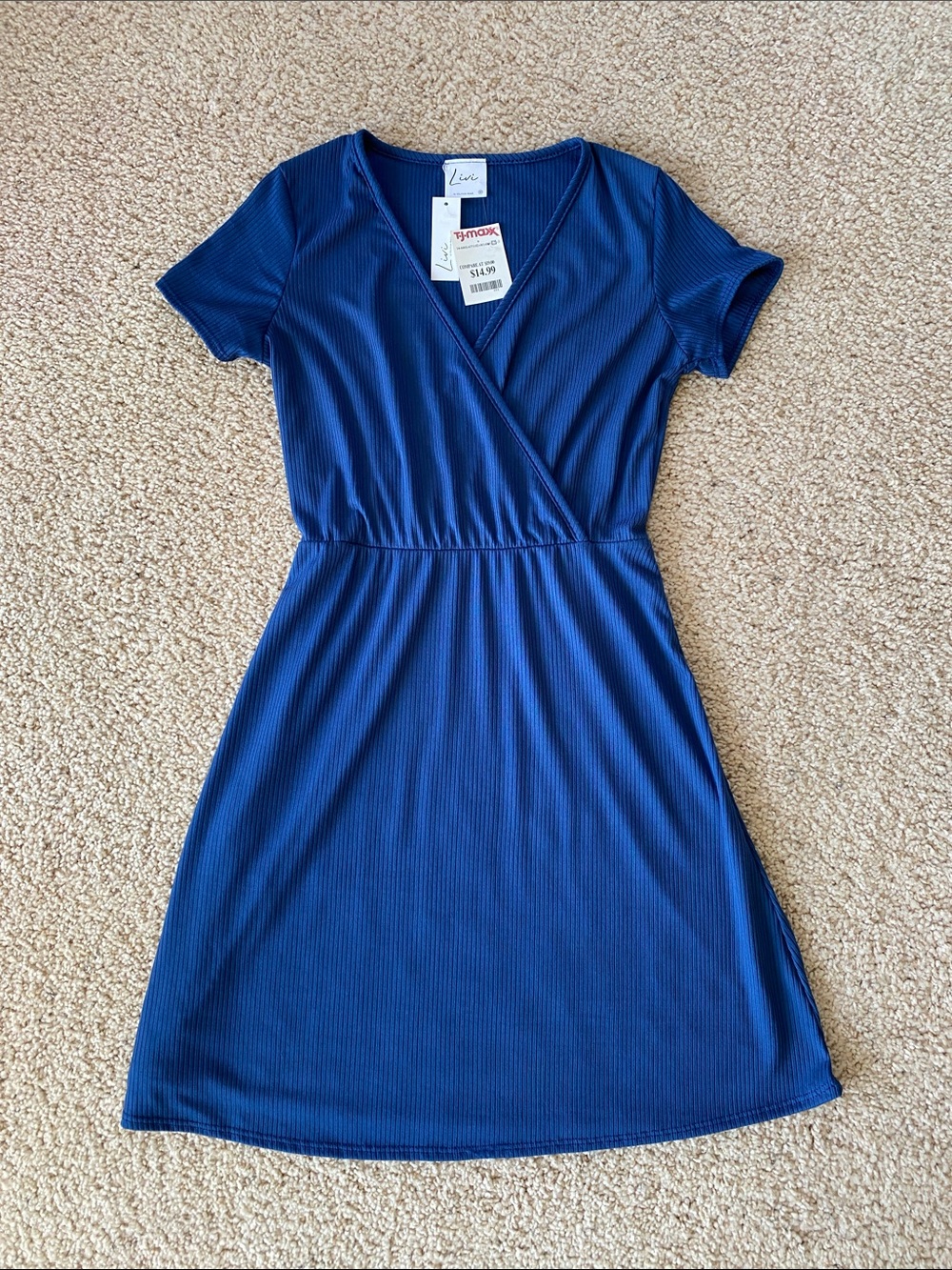 Blue Short Sleeve Wrap Dress